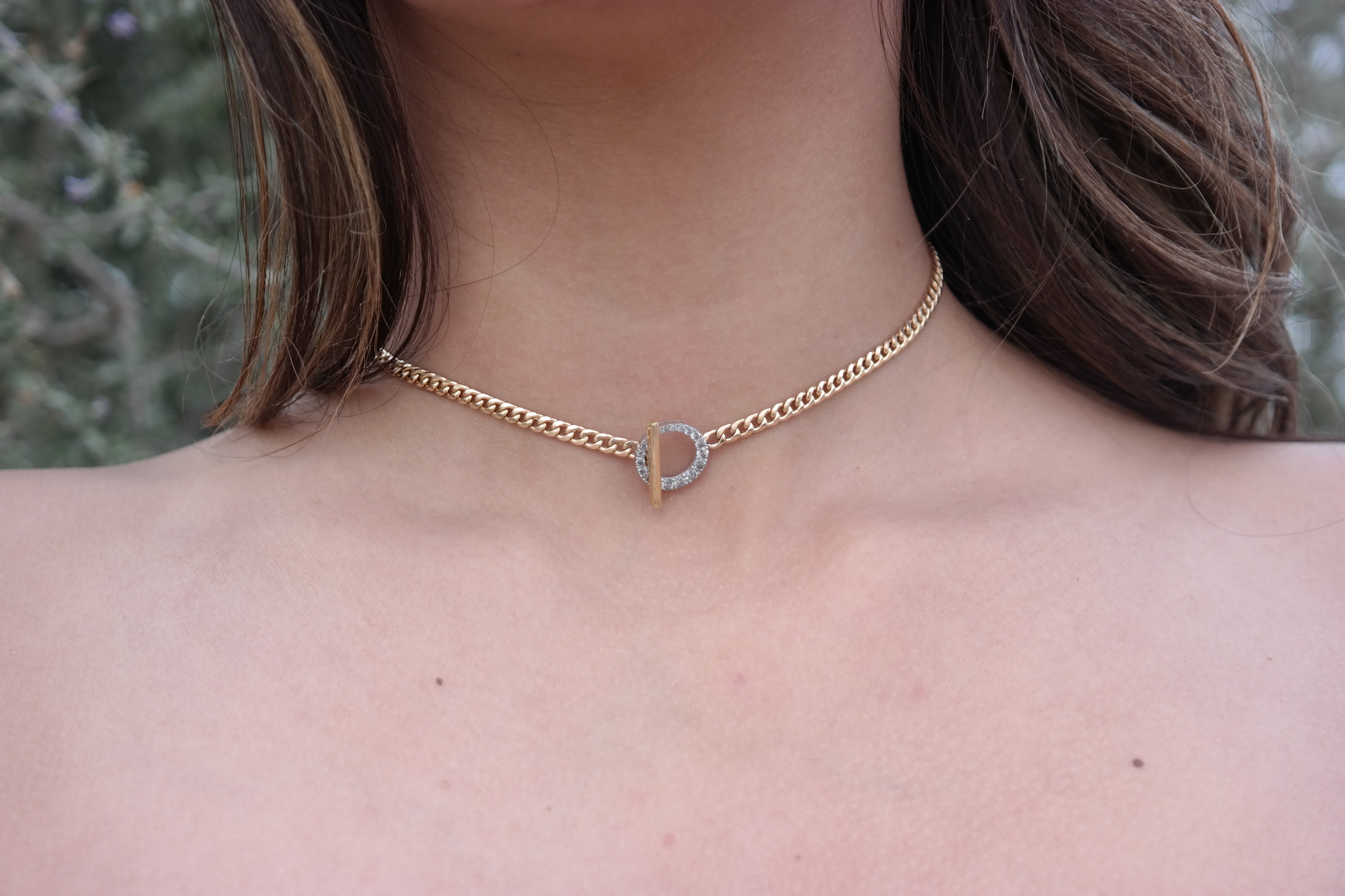 Toggle Lock Choker In Salt & Pepper Diamond