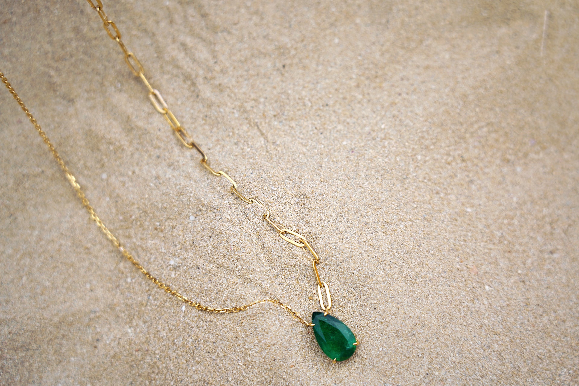 Half N' Half Chain Necklace In Emerald