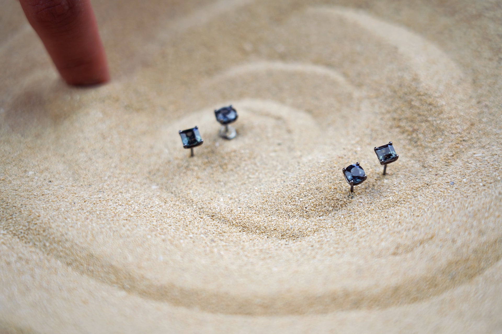 Multi-Shape Teal SapPhire Studs