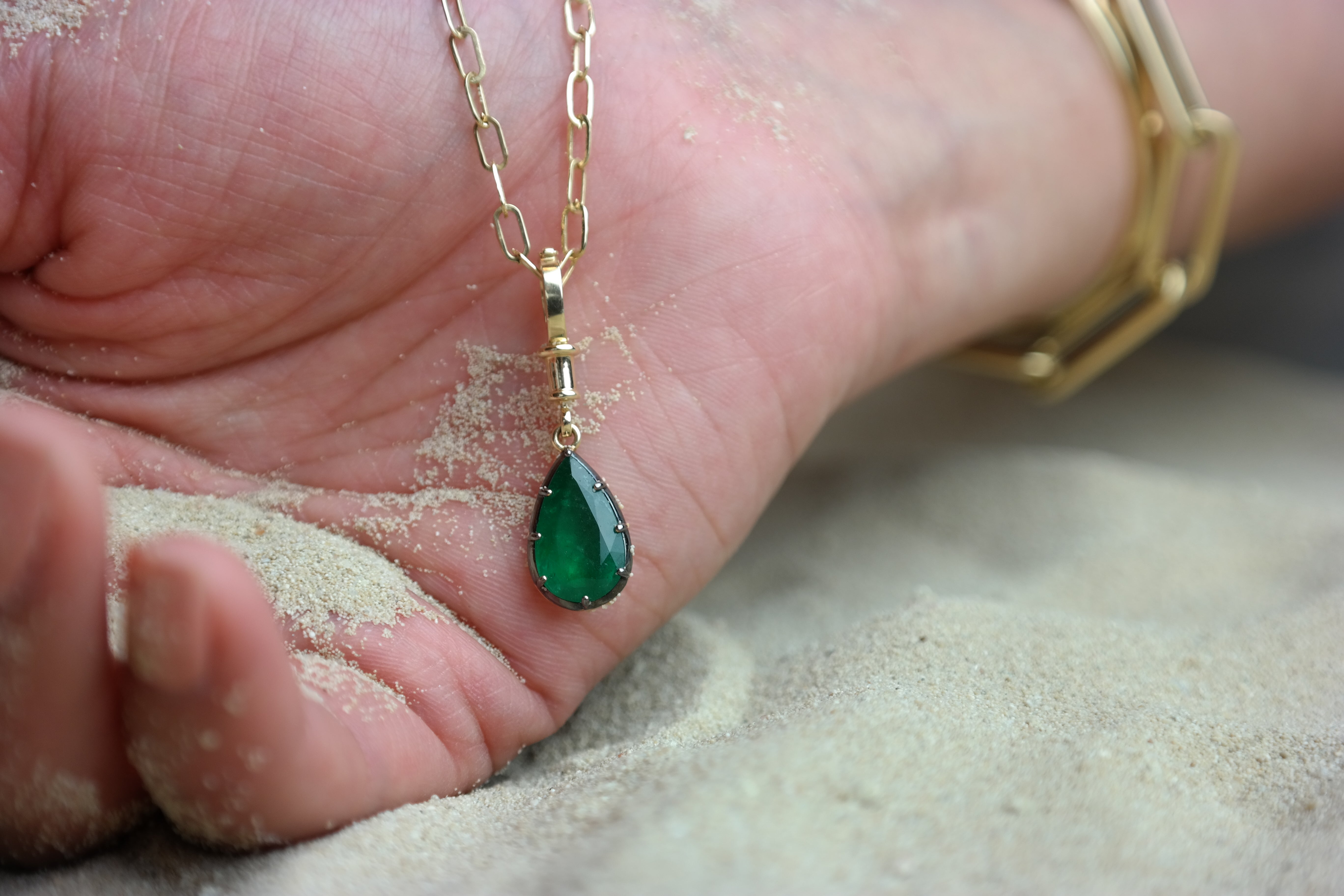 Half N' Half Chain Necklace In Emerald