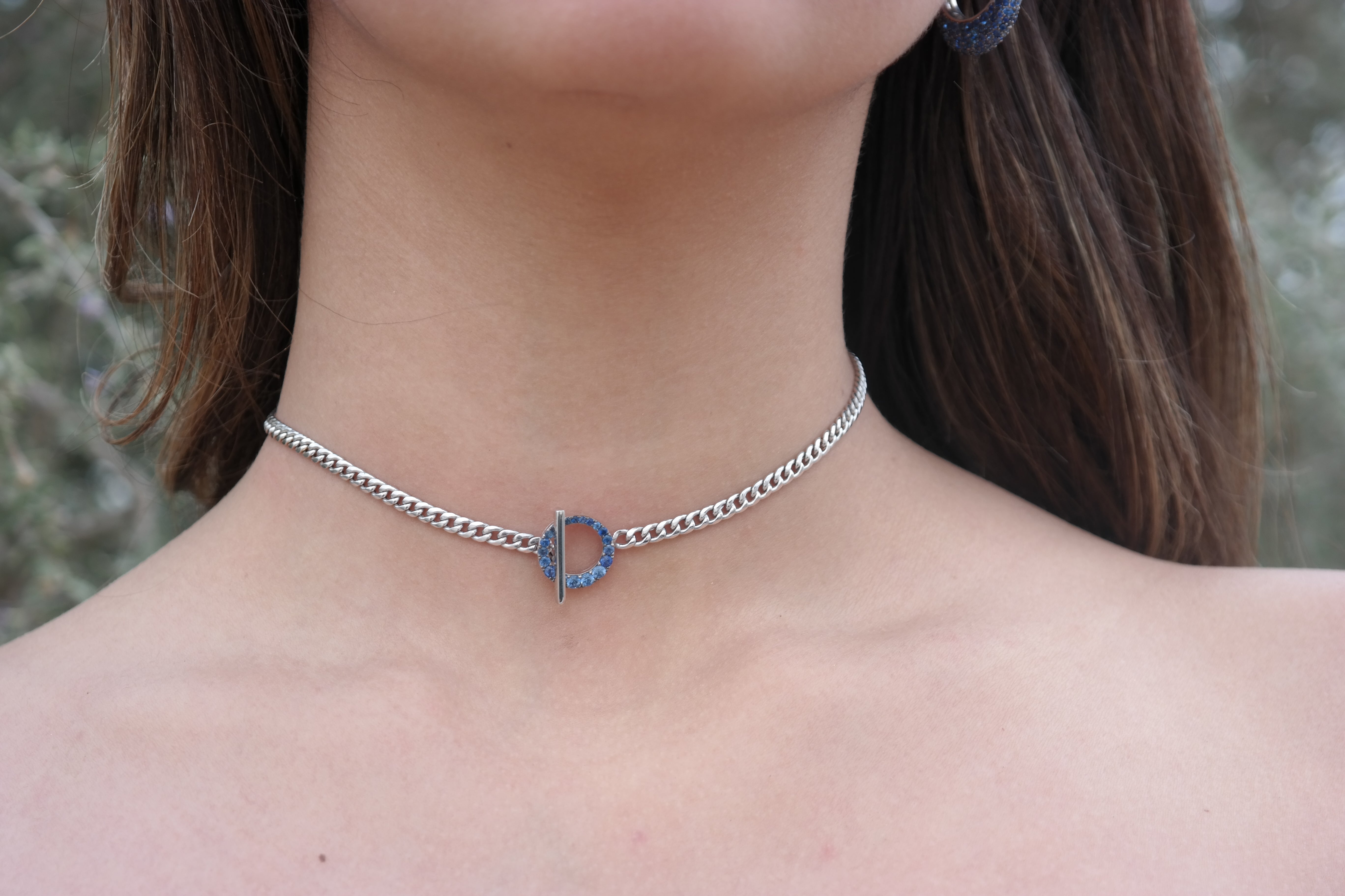 Toggle Lock Choker In Blue Sapphire